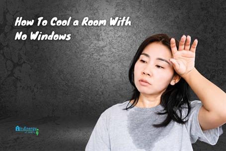 The image is a still from a video about cooling a room without windows